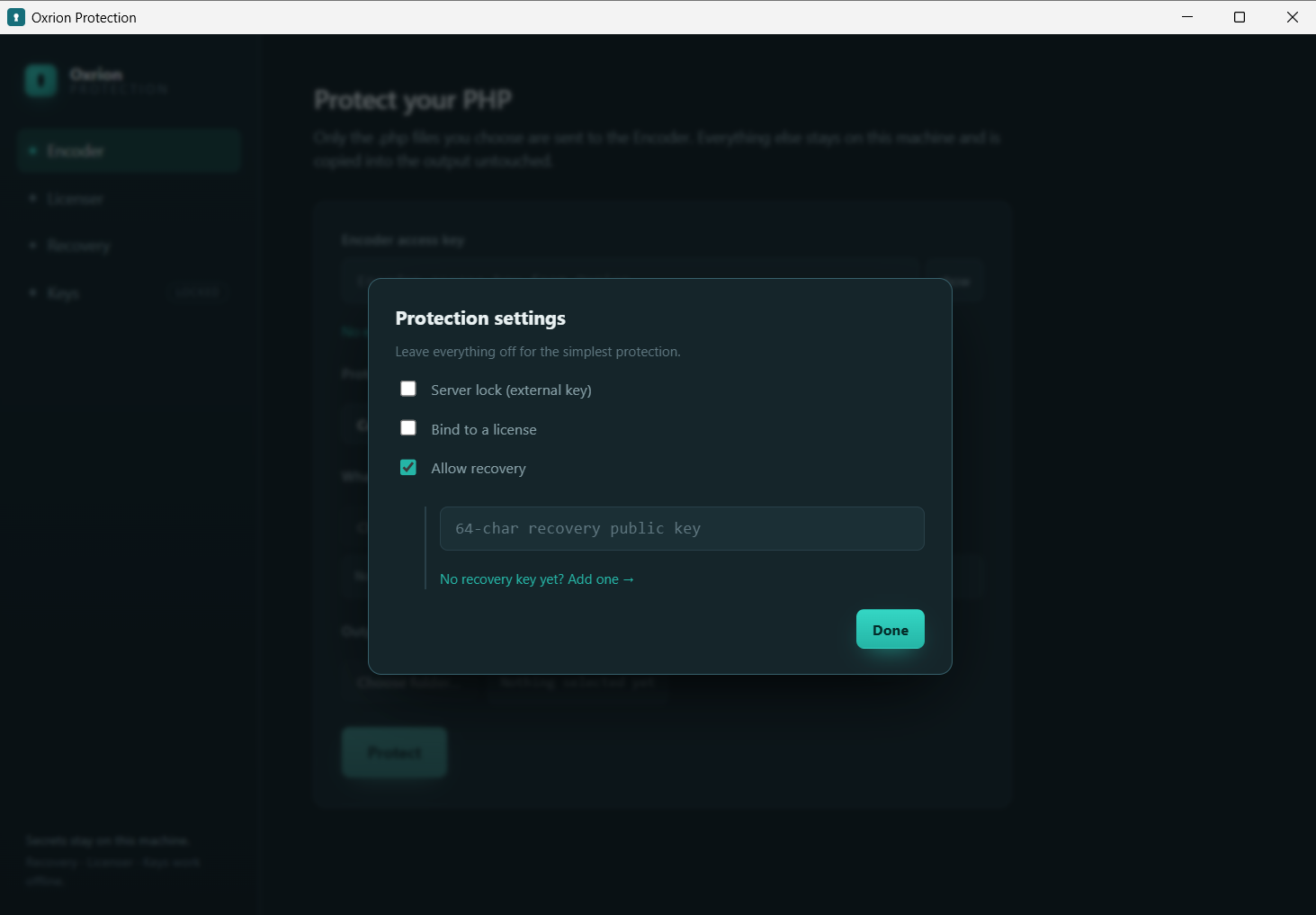 Configure — recovery