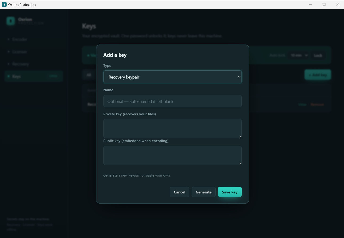 Add recovery key